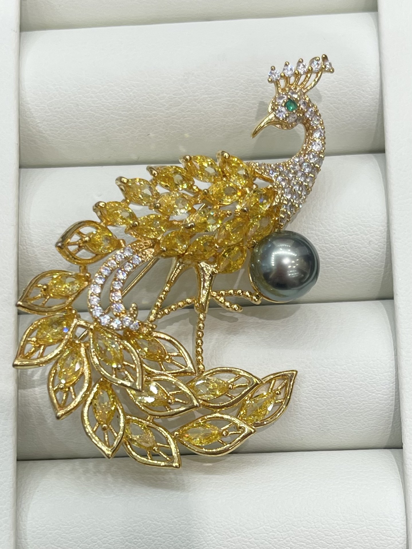 Peacock brooch